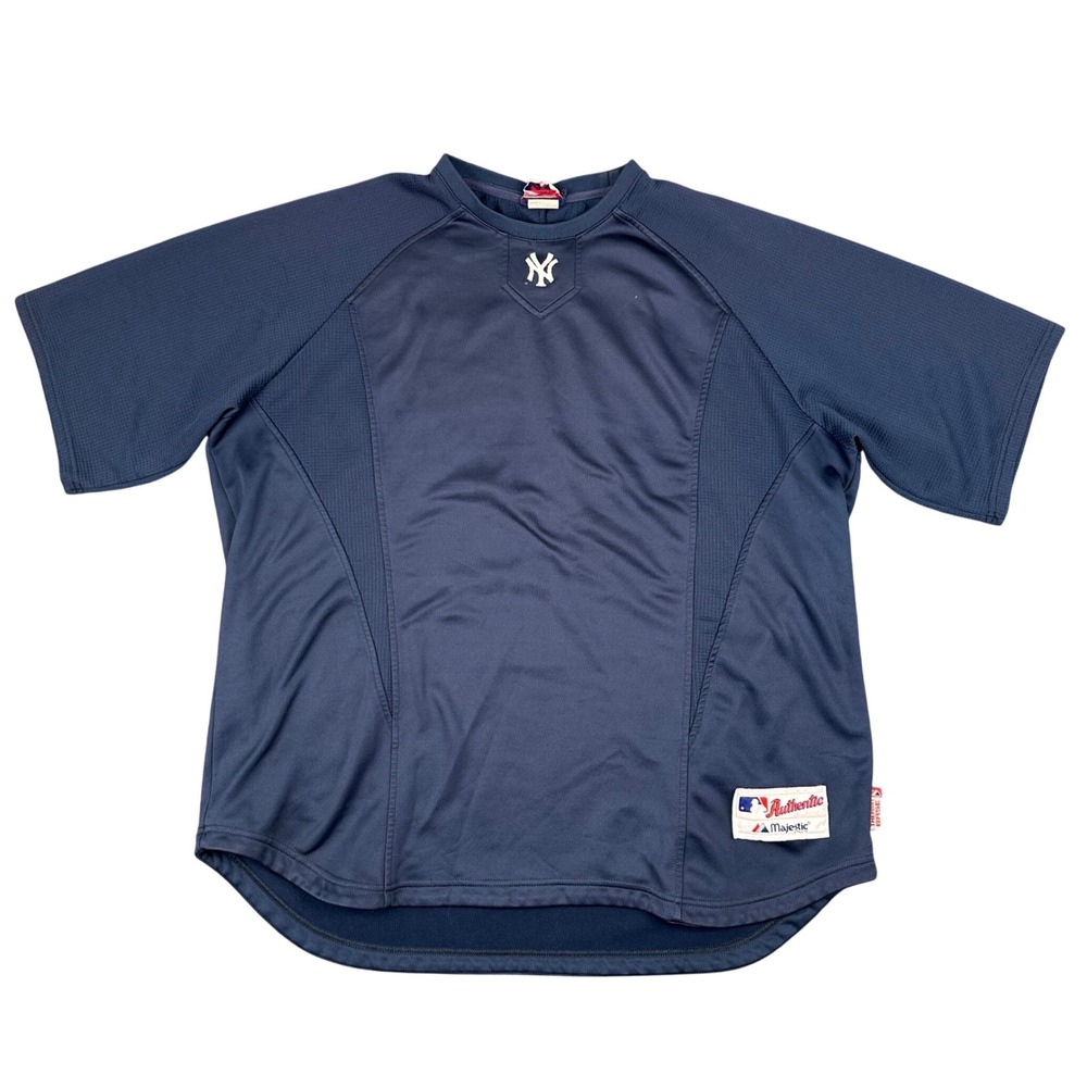 Majestic New York Yankees Therma Base Pullover Jersey Mens 2XL Navy Blue MLB